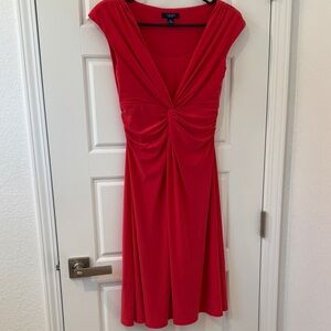 Elegant Coral Cap Sleeve Dress